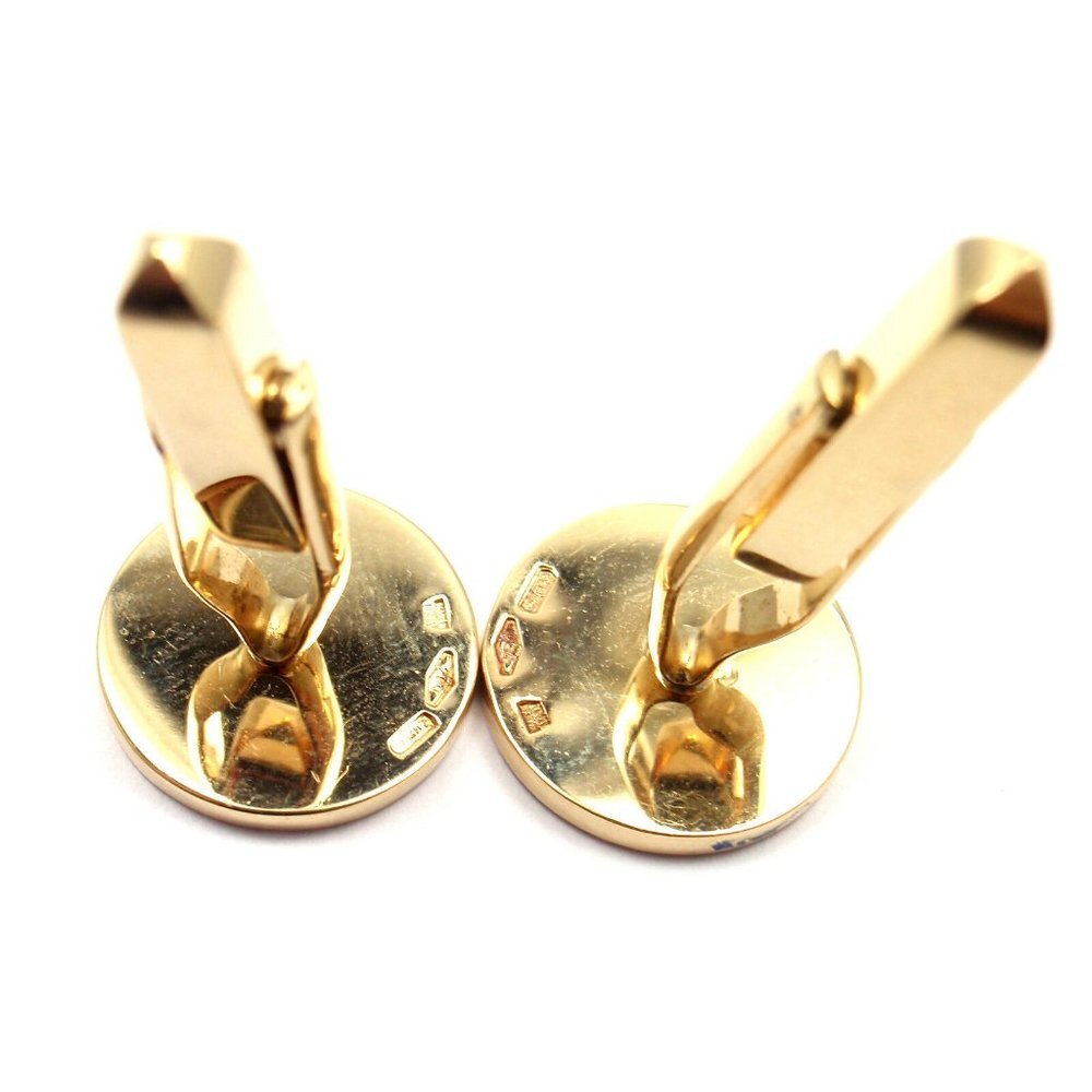Authentic! Bulgari Bvlgari 18k Yellow Gold Black Onyx Cufflinks​ - Picture 5 of 6